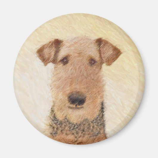 Airedale Terrier 絵画's – かわいいオリジナルアート マグネット (正面)