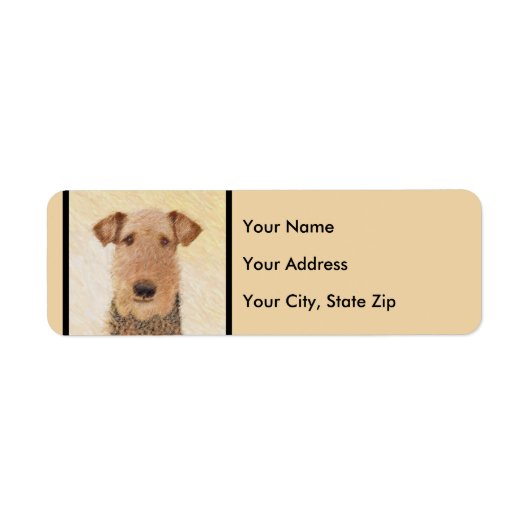 Airedale Terrier 絵画's – かわいいオリジナルアート ラベル (正面)