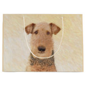 Airedale Terrier 絵画's – かわいいオリジナルアート ラージペーパーバッグ (正面)