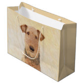 Airedale Terrier 絵画's – かわいいオリジナルアート ラージペーパーバッグ (正面アングル)