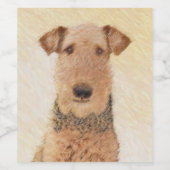Airedale Terrier 絵画's – かわいいオリジナルアート ワインラベル (シングルラベル)