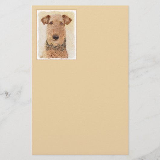 Airedale Terrier 絵画's – かわいいオリジナルアート 便箋 (正面)