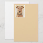 Airedale Terrier 絵画's – かわいいオリジナルアート 便箋 (正面/裏面)