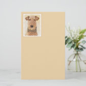 Airedale Terrier 絵画's – かわいいオリジナルアート 便箋 (スタンド正面)