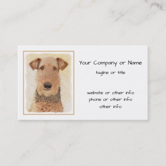Airedale Terrier 絵画's – かわいいオリジナルアート 名刺 (正面)
