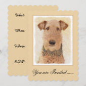 Airedale Terrier 絵画's – かわいいオリジナルアート 招待状 (正面/裏面)