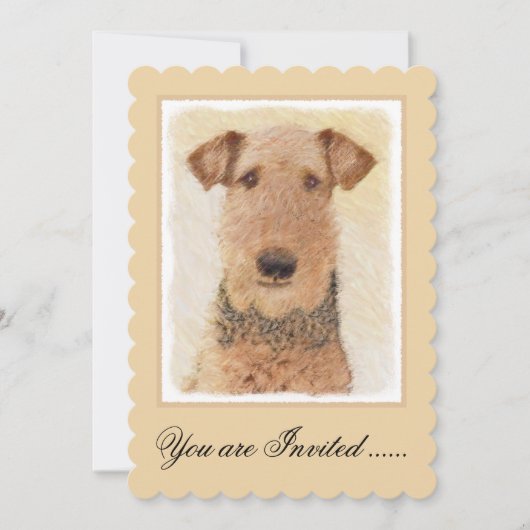 Airedale Terrier 絵画's – かわいいオリジナルアート 招待状 (正面)