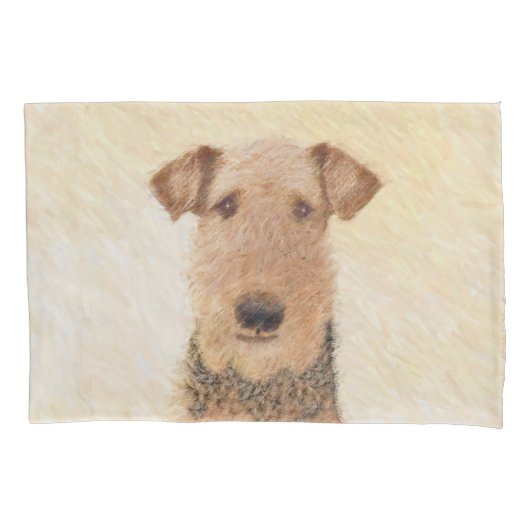 Airedale Terrier 絵画's – かわいいオリジナルアート 枕カバー (正面)