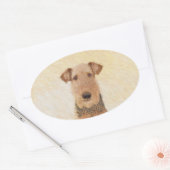 Airedale Terrier 絵画's – かわいいオリジナルアート 楕円形シール (封筒)