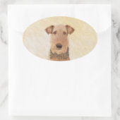 Airedale Terrier 絵画's – かわいいオリジナルアート 楕円形シール (バッグ)