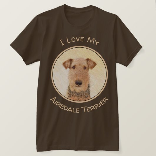 Airedale Terrier 絵画's – かわいいオリジナルアート Tシャツ (デザイン正面)