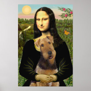 Airedale Terrier (#1) & Mona Lisa ポスター