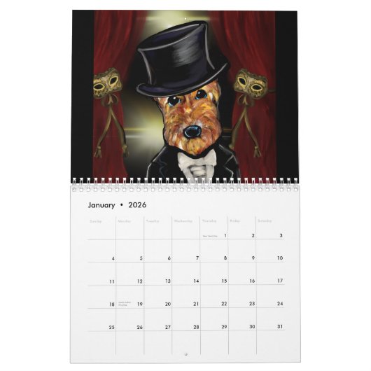 AIREDALE TERRIER 2026 カレンダー (1月 2026)