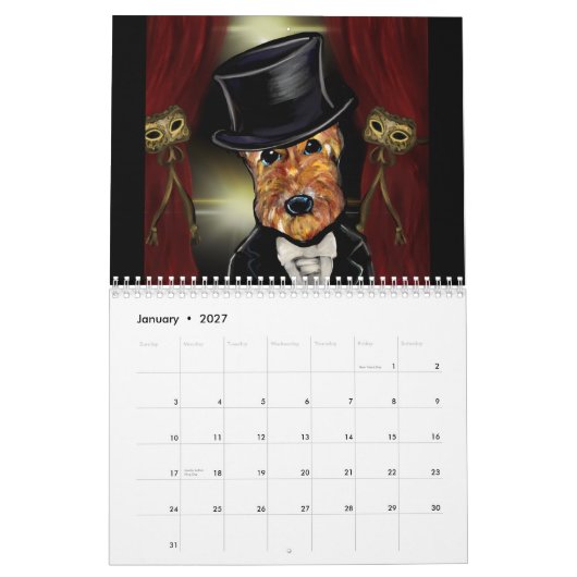 AIREDALE TERRIER 2026 カレンダー (1月 2027)