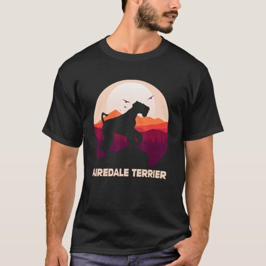 Airedale Terrier and Moon Halloween Tシャツ (正面)