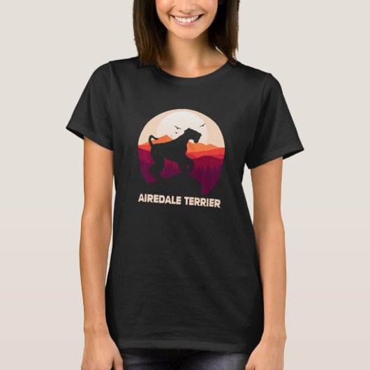 Airedale Terrier and Moon Halloween Tシャツ (正面)
