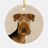Airedale Terrier Bingley Terrier犬の頭と名前 セラミックオーナメント (正面)
