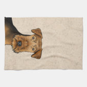 Airedale Terrier Bingley Terrier Dog Beige キッチンタオル (横)