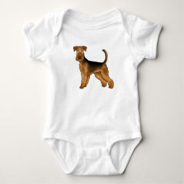 Airedale Terrier Cartoon Bingley Terrier Cute Dog ベビーボディスーツ