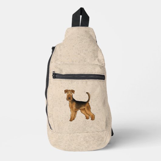 Airedale Terrier Cartoon Dog Bingley Terrier Dog スリングバッグ (正面)