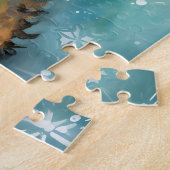 Airedale Terrier Christmasブラシ絵を描のアートワーク ジグソーパズル (側面)