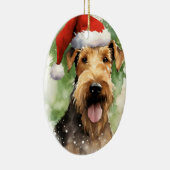 Airedale Terrier Christmasブラシ絵を描のアートワーク セラミックオーナメント (右)