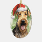 Airedale Terrier Christmasブラシ絵を描のアートワーク セラミックオーナメント (左)