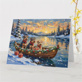 Airedale Terrier Christmas Boat Holiday カード (黄色い花)