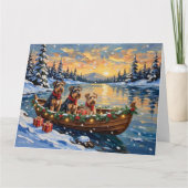 Airedale Terrier Christmas Boat Holiday カード (正面)