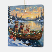 Airedale Terrier Christmas Boat Holiday セラミックオーナメント (左)