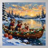 Airedale Terrier Christmas Boat Holiday ポスター (正面)