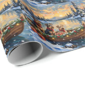 Airedale Terrier Christmas Boat Holiday ラッピングペーパー (ロールコーナー)