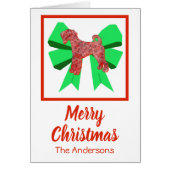 Airedale Terrier Christmas Dog & Green Bow Card (正面)