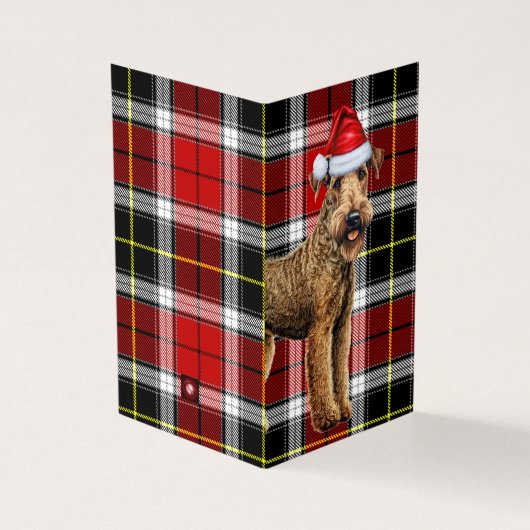Airedale Terrier Christmas Dog with Holiday Plaid (外部)