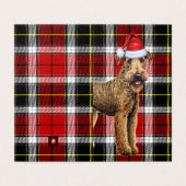 Airedale Terrier Christmas Dog with Holiday Plaid (外部フラット)