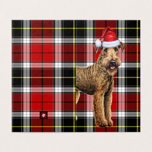 Airedale Terrier Christmas Dog with Holiday Plaid (外部フラット)