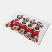 Airedale Terrier Christmas Dress Santa Hat ドアマット (アングル)