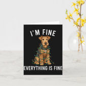 Airedale Terrier Christmas I'm Fine Everything Is  カード (黄色い花)