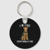 Airedale Terrier Christmas I'm Fine Everything Is  キーホルダー (正面)