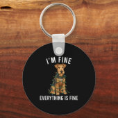Airedale Terrier Christmas I'm Fine Everything Is  キーホルダー (正面)