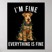 Airedale Terrier Christmas I'm Fine Everything Is ポスター (正面)