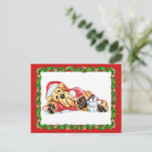 Airedale Terrier Christmas Waiting for Santa シーズンポストカード (スタンド正面)