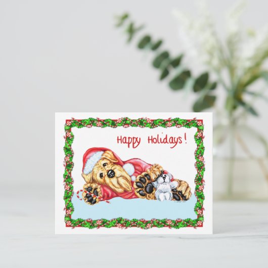 Airedale Terrier Christmas Waiting for Santa 招待状 (スタンド正面)