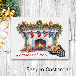 Airedale Terrier Dogがサンタを待つ