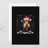 Airedale Terrier Dogクリスマスサンタハットマッチング 招待状 (正面/裏面)