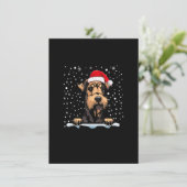 Airedale Terrier Dogクリスマスサンタハットマッチング 招待状 (スタンド正面)