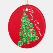 Airedale Terrier Dogシルエットクリスマスツリーレッド セラミックオーナメント (左)