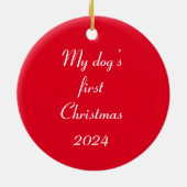 Airedale Terrier Dogシルエットクリスマスツリーレッド セラミックオーナメント (裏面)