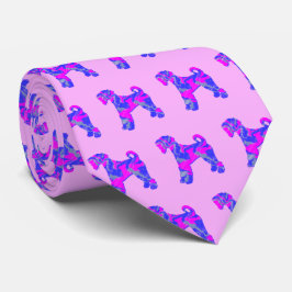Airedale Terrier Dogシルエットピンク&ブルーピンク ネクタイ