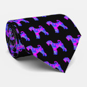 Airedale Terrier Dogシルエットピンク&ブルーブラック ネクタイ (ロール)